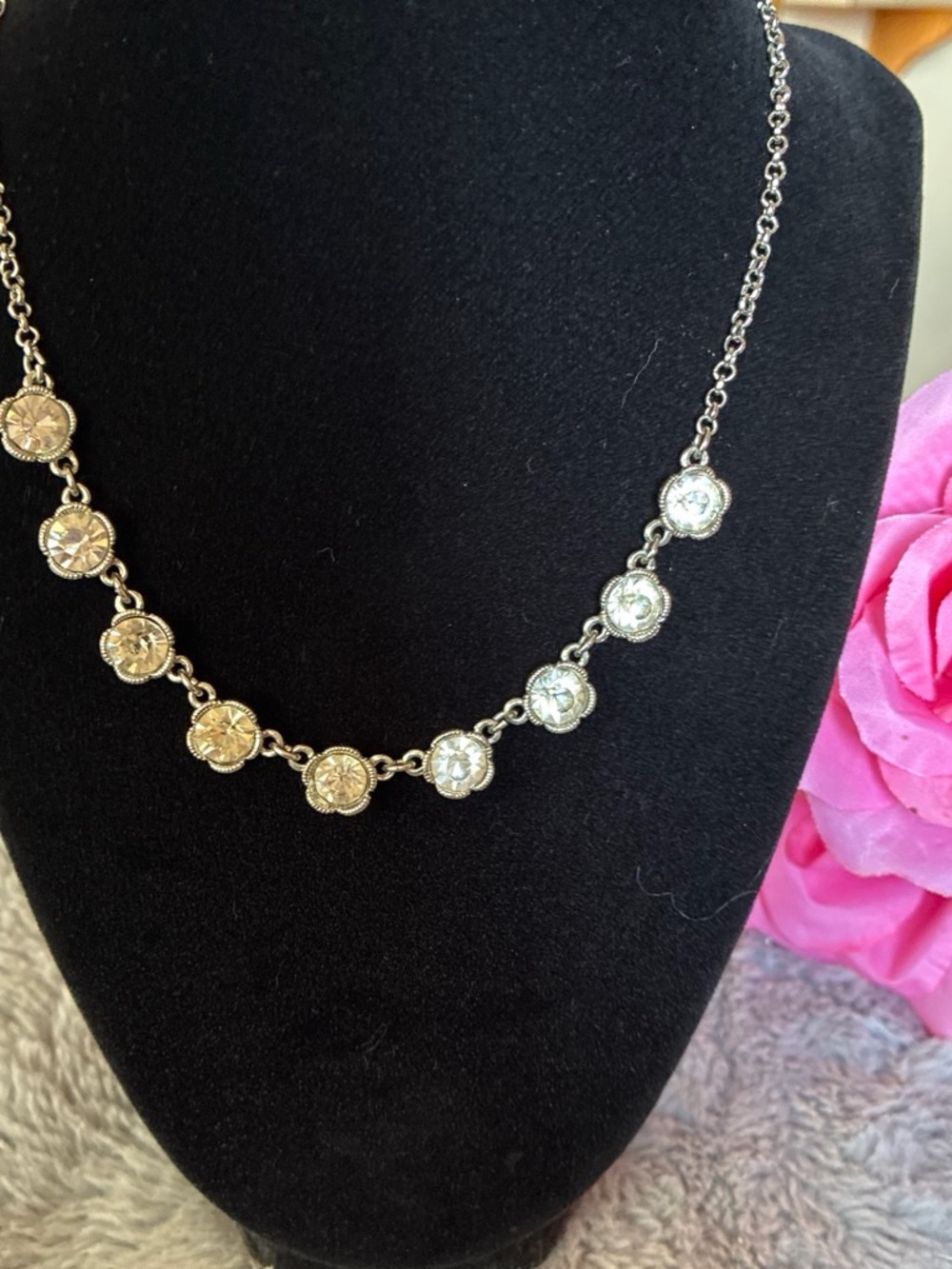 Trifari Two-Tone Floral Medallion Necklace - Gold & Silver
